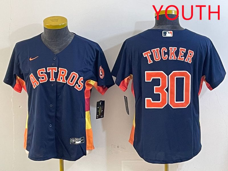 Youth Houston Astros #30 Tucker Blue City Edition 2025 Nike MLB Jersey style 1->youth mlb jersey->Youth Jersey
